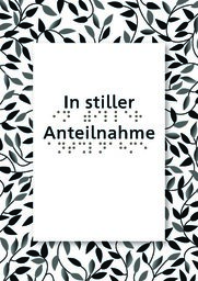Grußkarte mit Text in Braille- und Großschrift