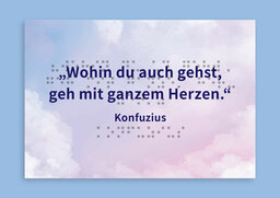 Grußkarte mit Text in Großdruck und Brailleschrift